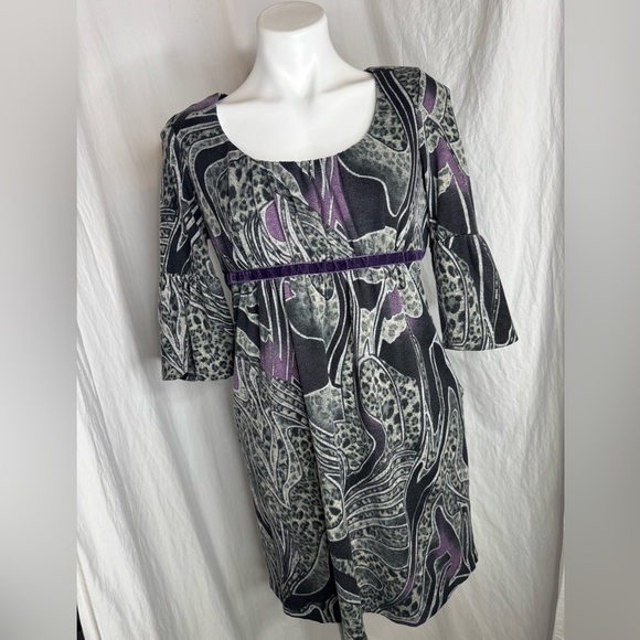 VNTG K Studio Collection Abstract Empire Velvet Waist Dress Size 12P - Picture 2 of 7